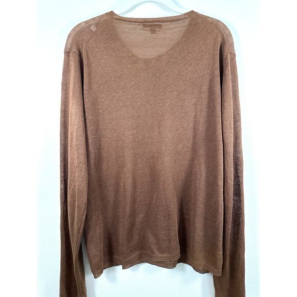 Burberry London Women Brown Flax Linen Knit Pullover Sweater Sz M Flawed Preppy - Picture 6 of 16
